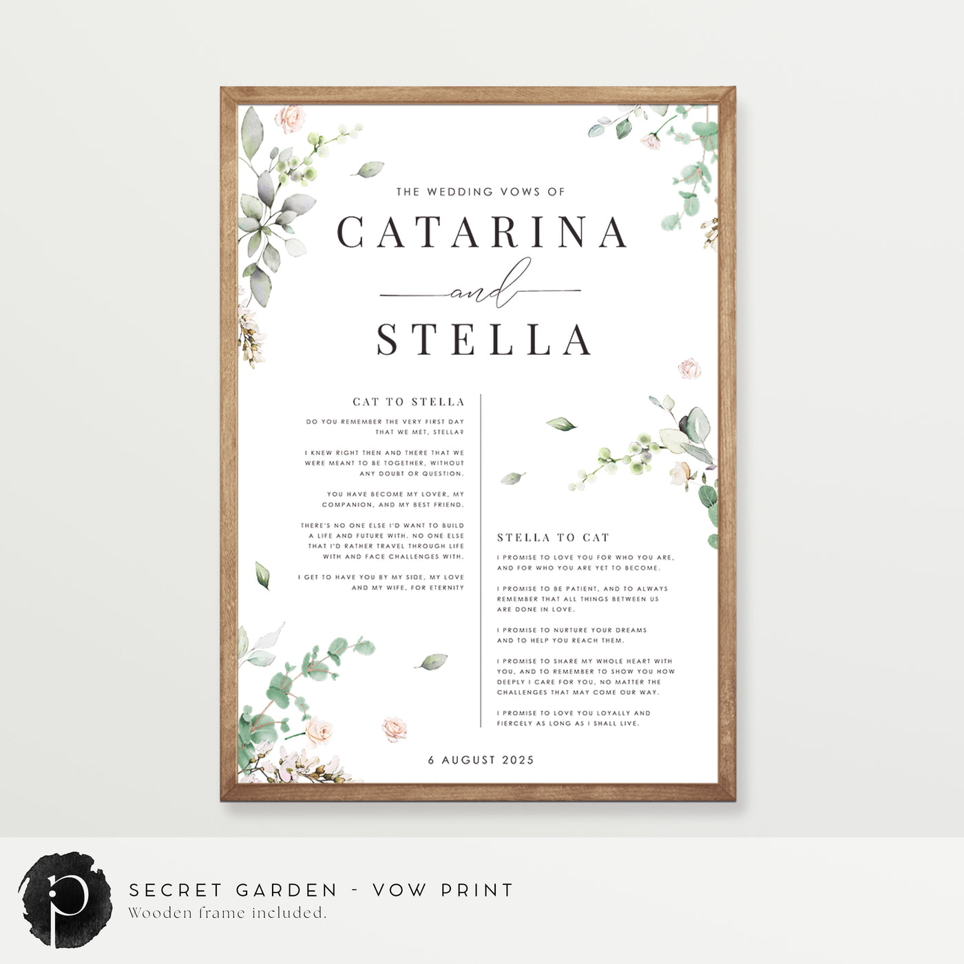 Secret Garden - Wedding Vow Keepsake