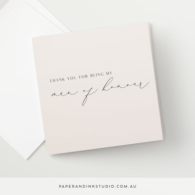 Thank You For Being My Man Of Honour Card - Silk