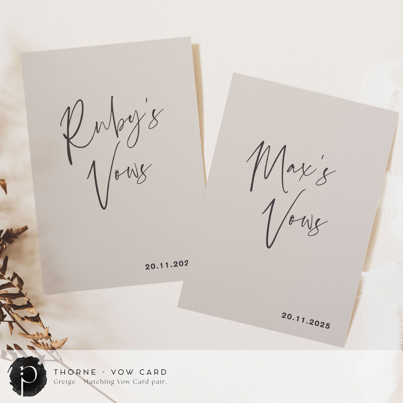 Thorne - Wedding Vow Card Set