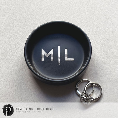 Personalised Black Ring Dish - Town Line