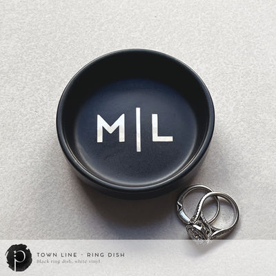 Personalised Black Ring Dish - Town Line