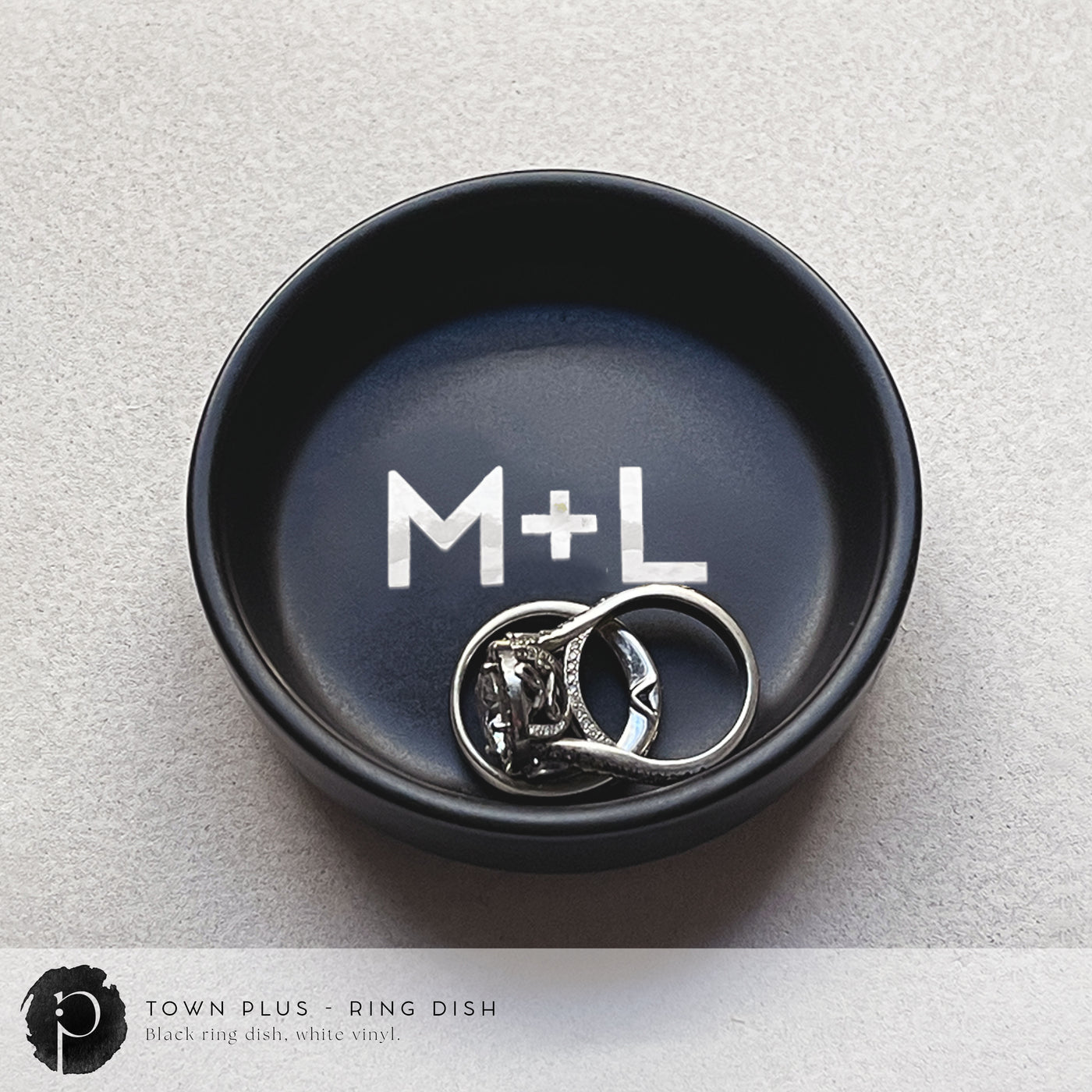 Personalised Black Ring Dish - Town Plus