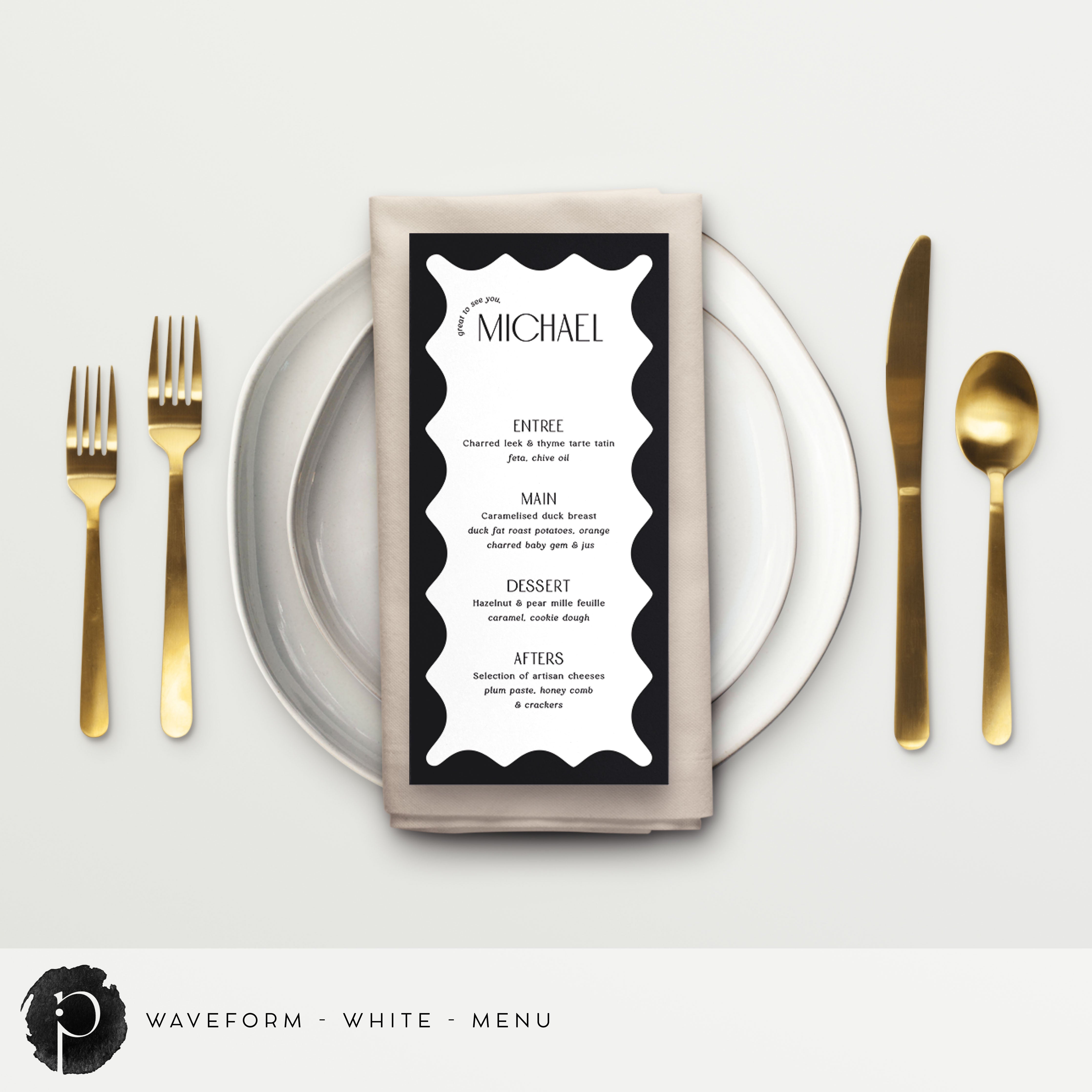 Waveform - Menu Cards – Paper & Ink Studio