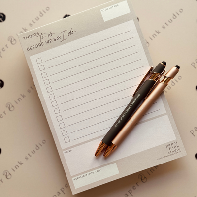 Wedding Planning Essentials Duo - Wedding To Do List and Pen Set