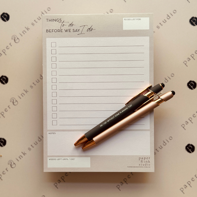 Wedding Planning Essentials Duo - Wedding To Do List and Pen Set