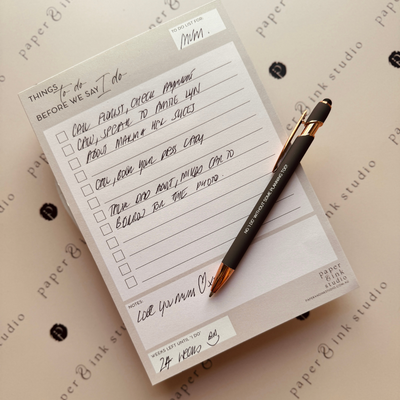 Wedding Planning Essentials Duo - Wedding To Do List and Pen Set