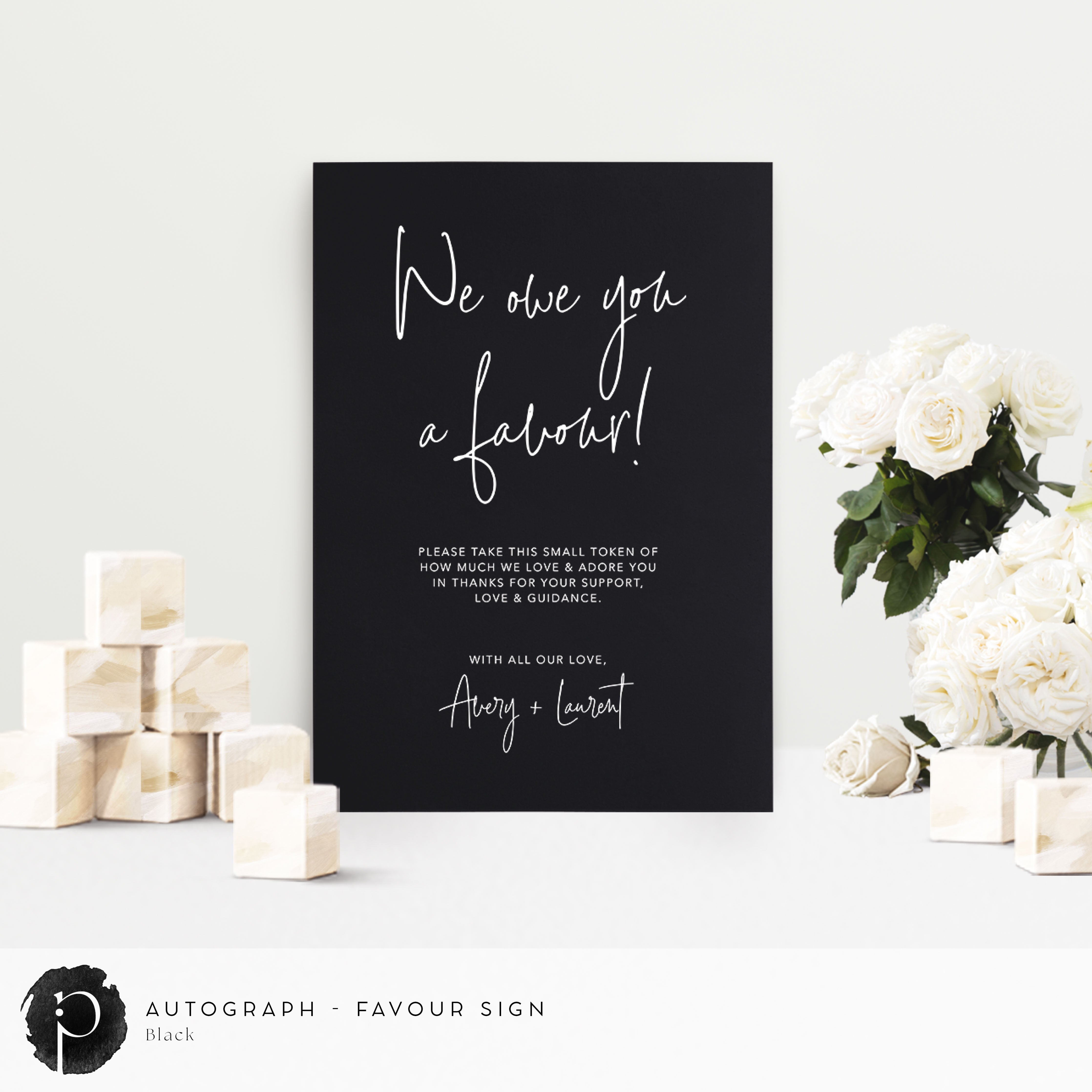 Autograph - Wedding Guest Favour, Bonbonniere Table Sign – Paper & Ink ...