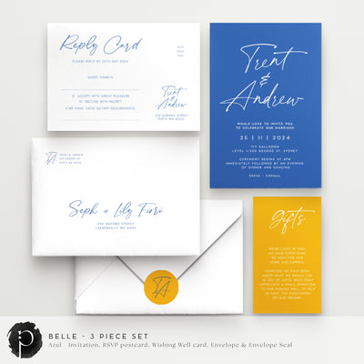 Belle - Wedding Invitation, RSVP Card & Gift/Wishing Well Card Set