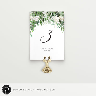 Bowen Estate - Table Numbers