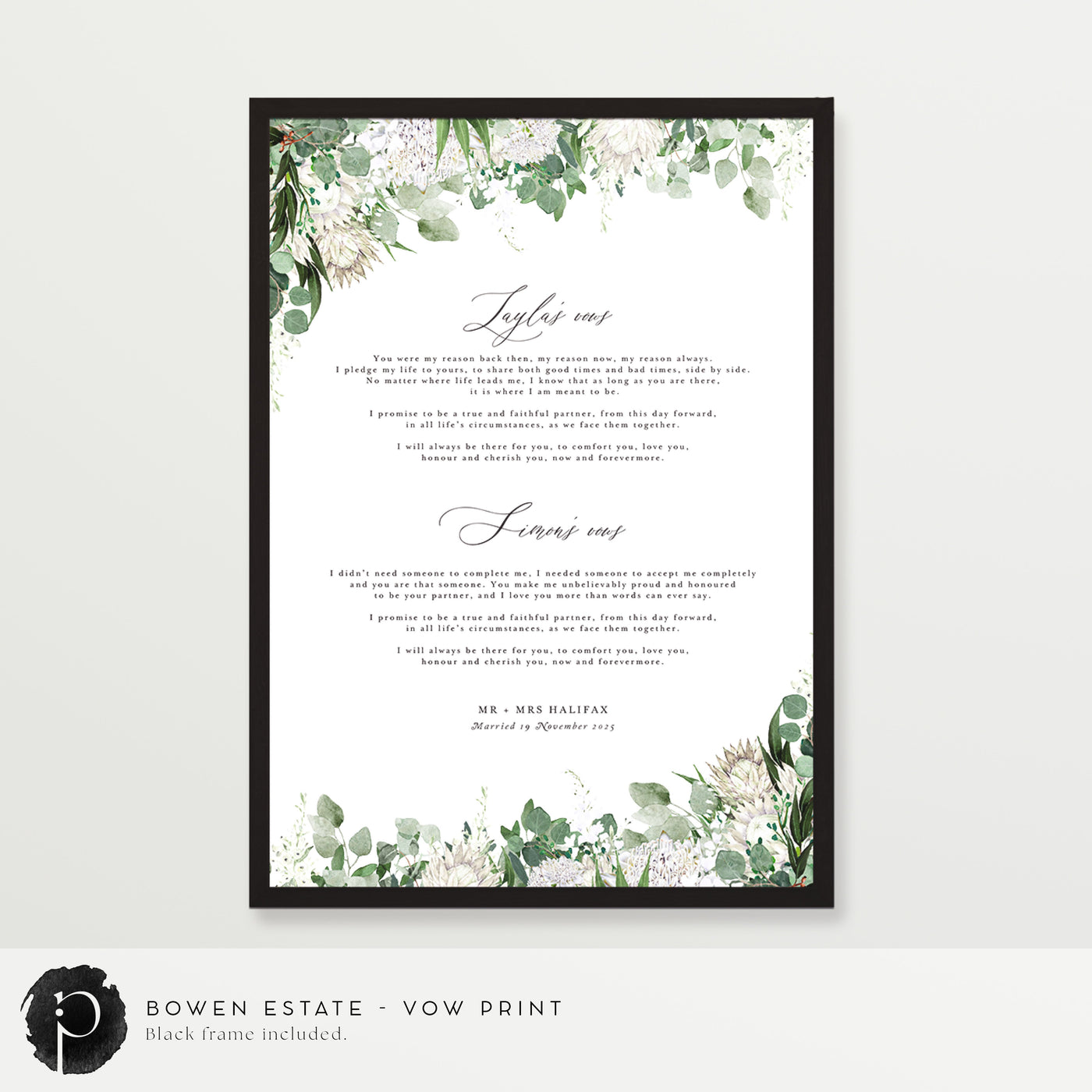 Bowen Estate - Wedding Vow Keepsake