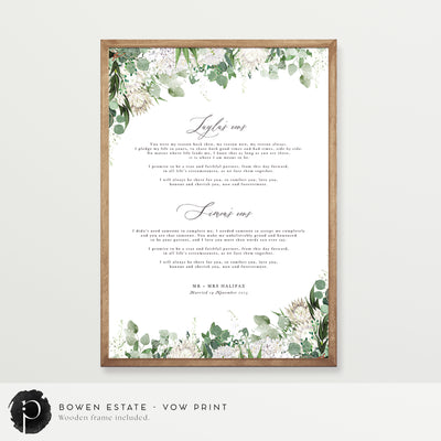 Bowen Estate - Wedding Vow Keepsake