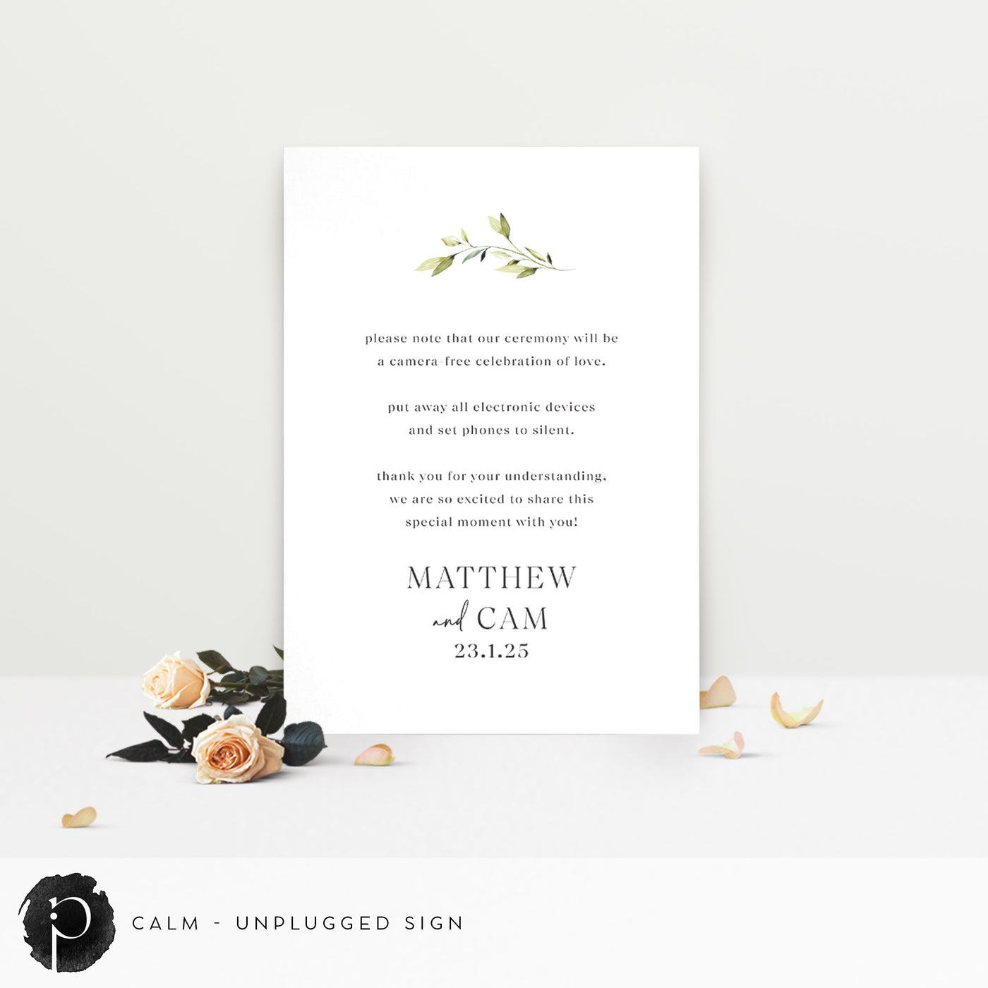 Calm - Unplugged Ceremony Sign