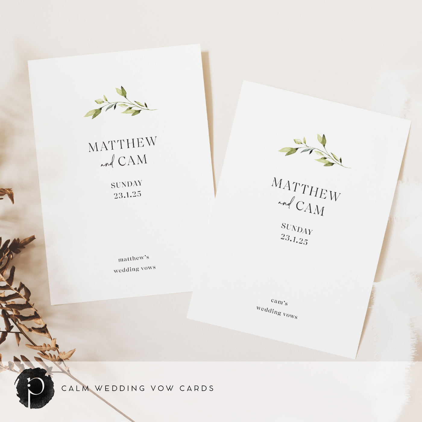 Calm - Wedding Vow Card Set