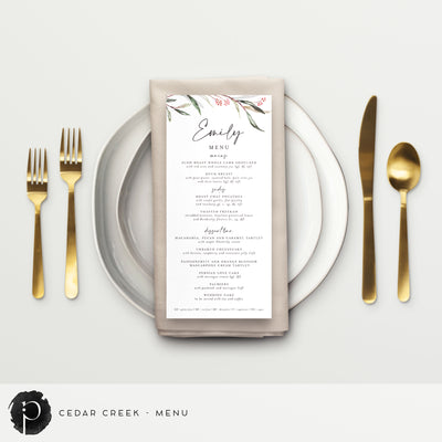 Cedar Creek - Menu Cards