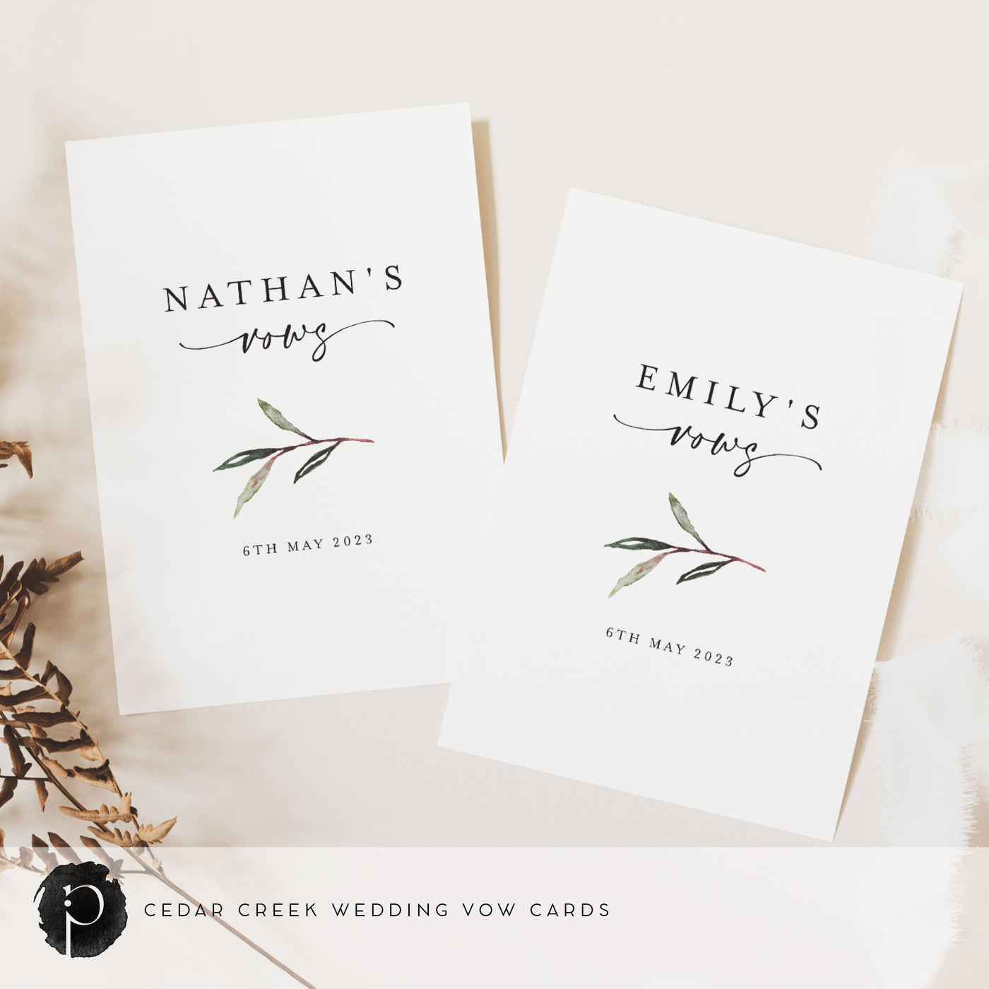Cedar Creek - Wedding Vow Card Set