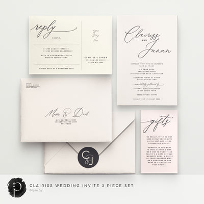 Clairiss - Wedding Invitation, RSVP Card & Gift/Wishing Well Card Set