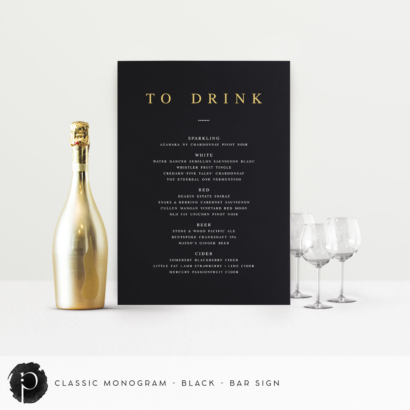 Classic Monogram - Bar Sign – Paper & Ink Studio