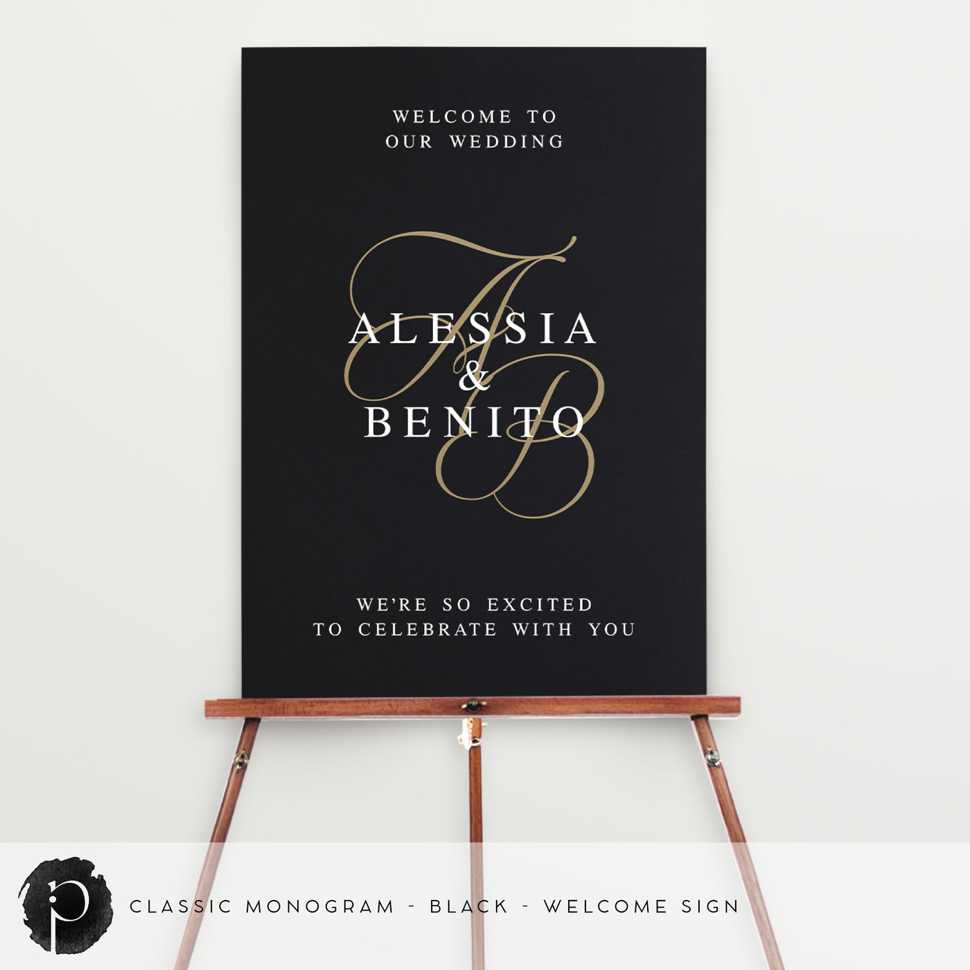 Room. Welcome Sign Paper Classic Monogram - Welcome Sign – Paper & Ink Studio