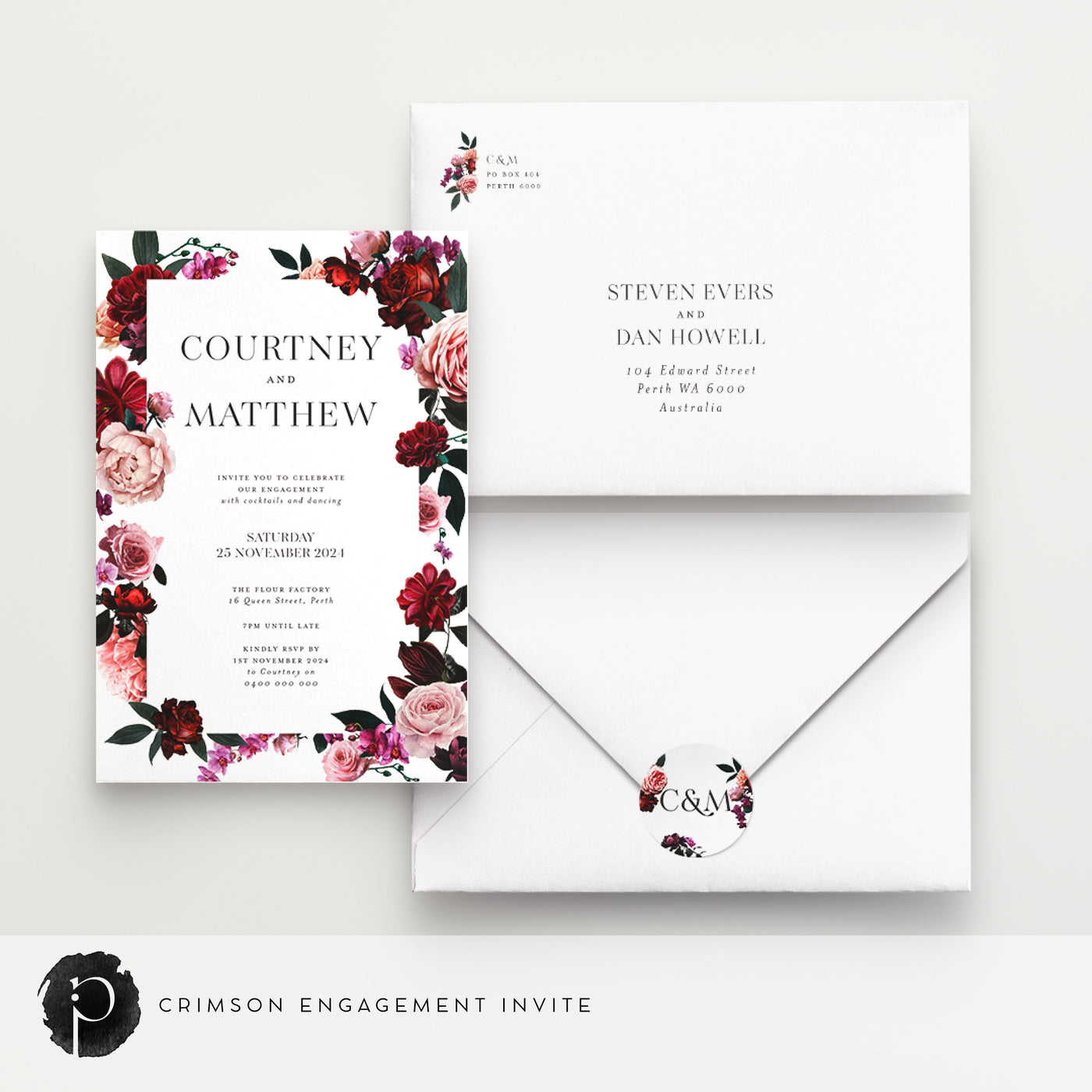 Crimson - Engagement Invitations