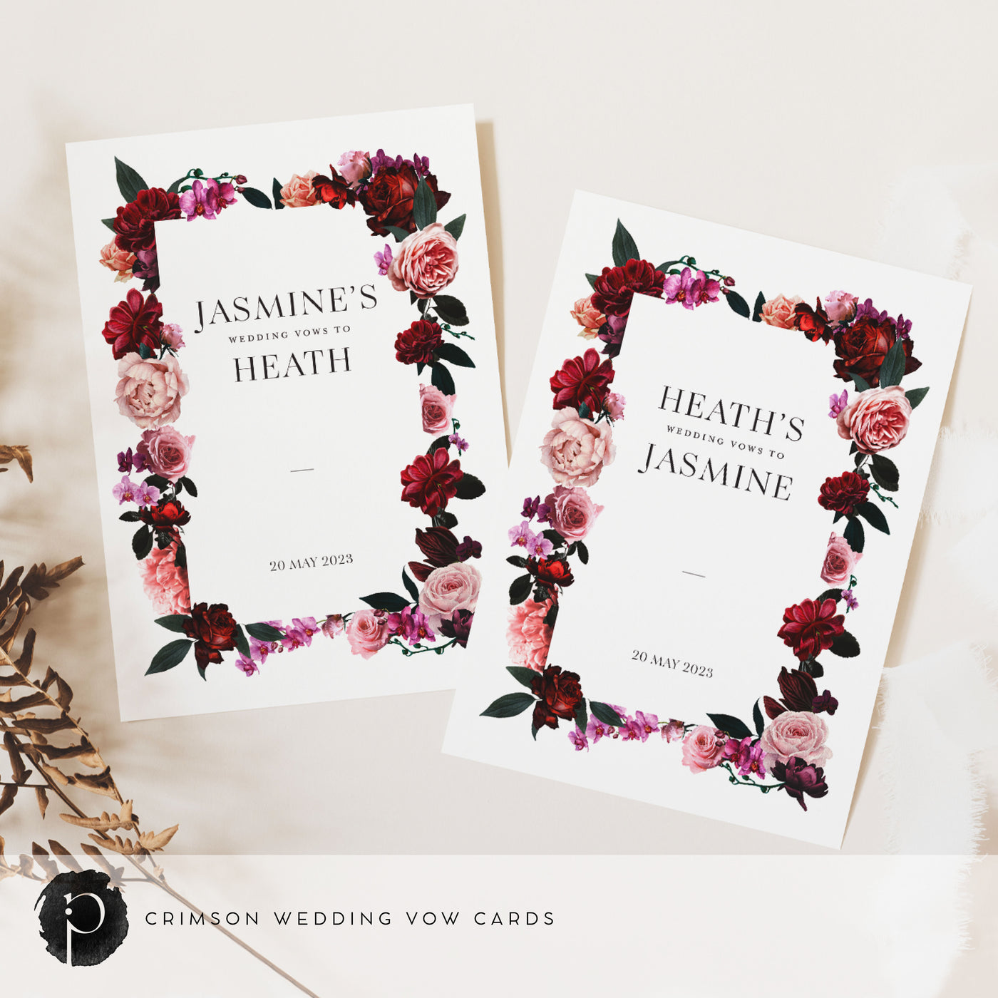 Crimson - Wedding Vow Card Set