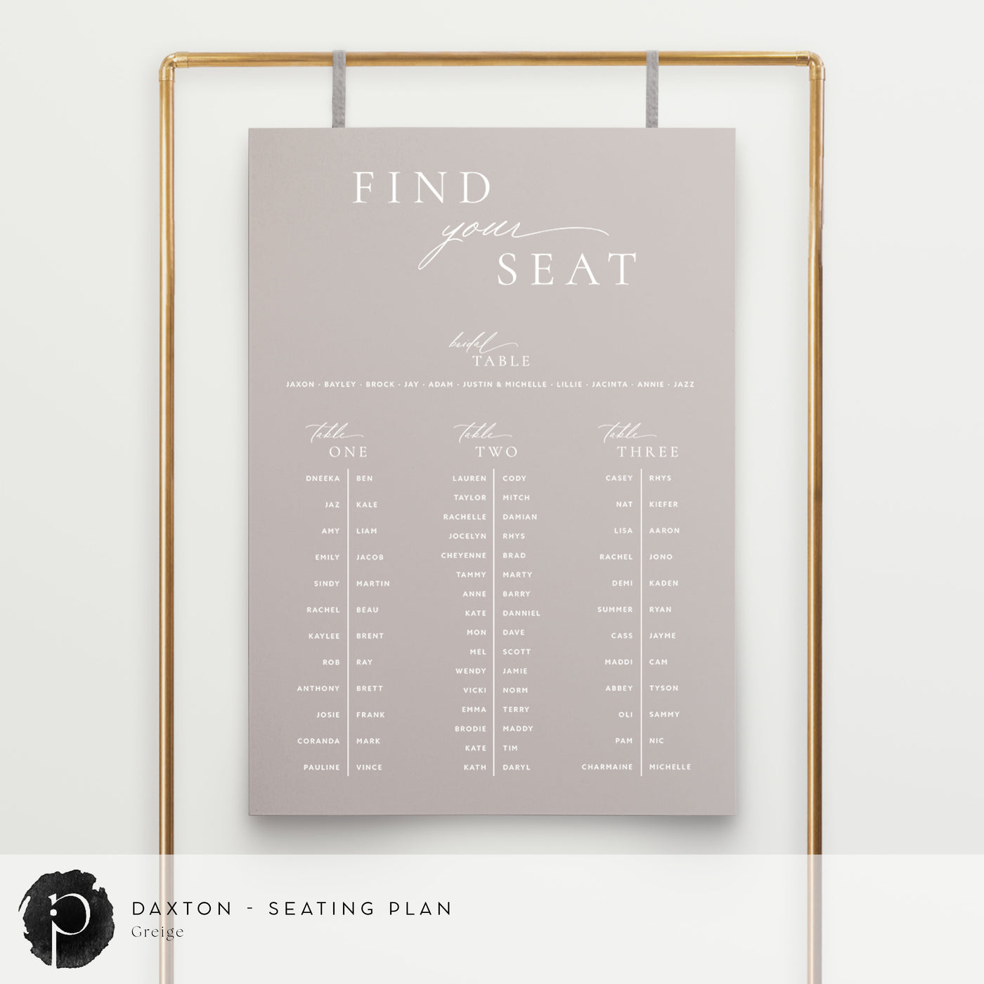 Daxton - Seating Plan Chart