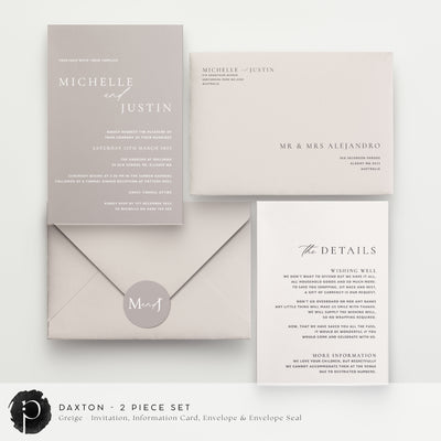 Daxton - Wedding Invitation & Information/Details Card Set