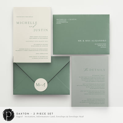 Daxton - Wedding Invitation & Information/Details Card Set