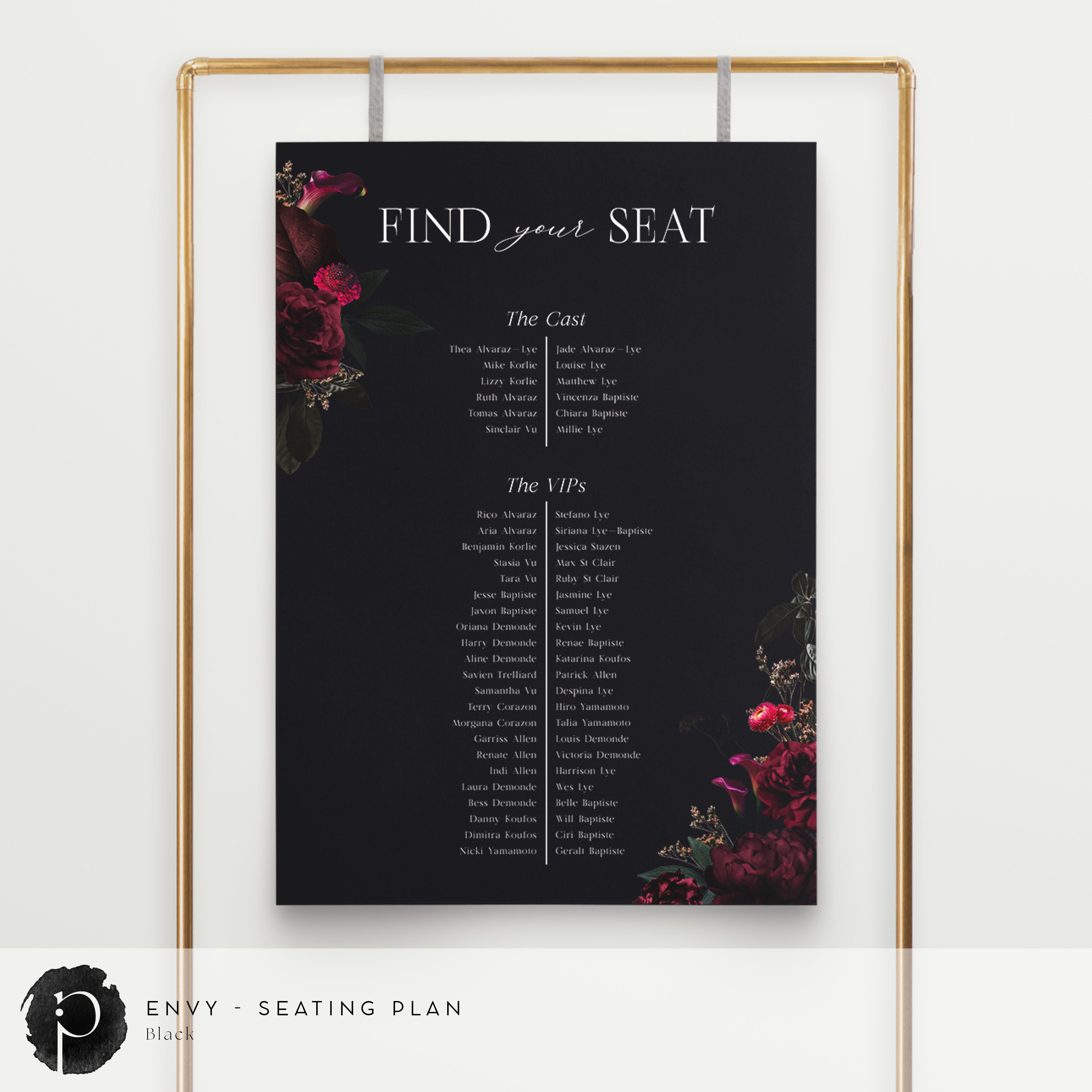 Envy Chart Envy - Seating Plan Chart – Paper & Ink Studio