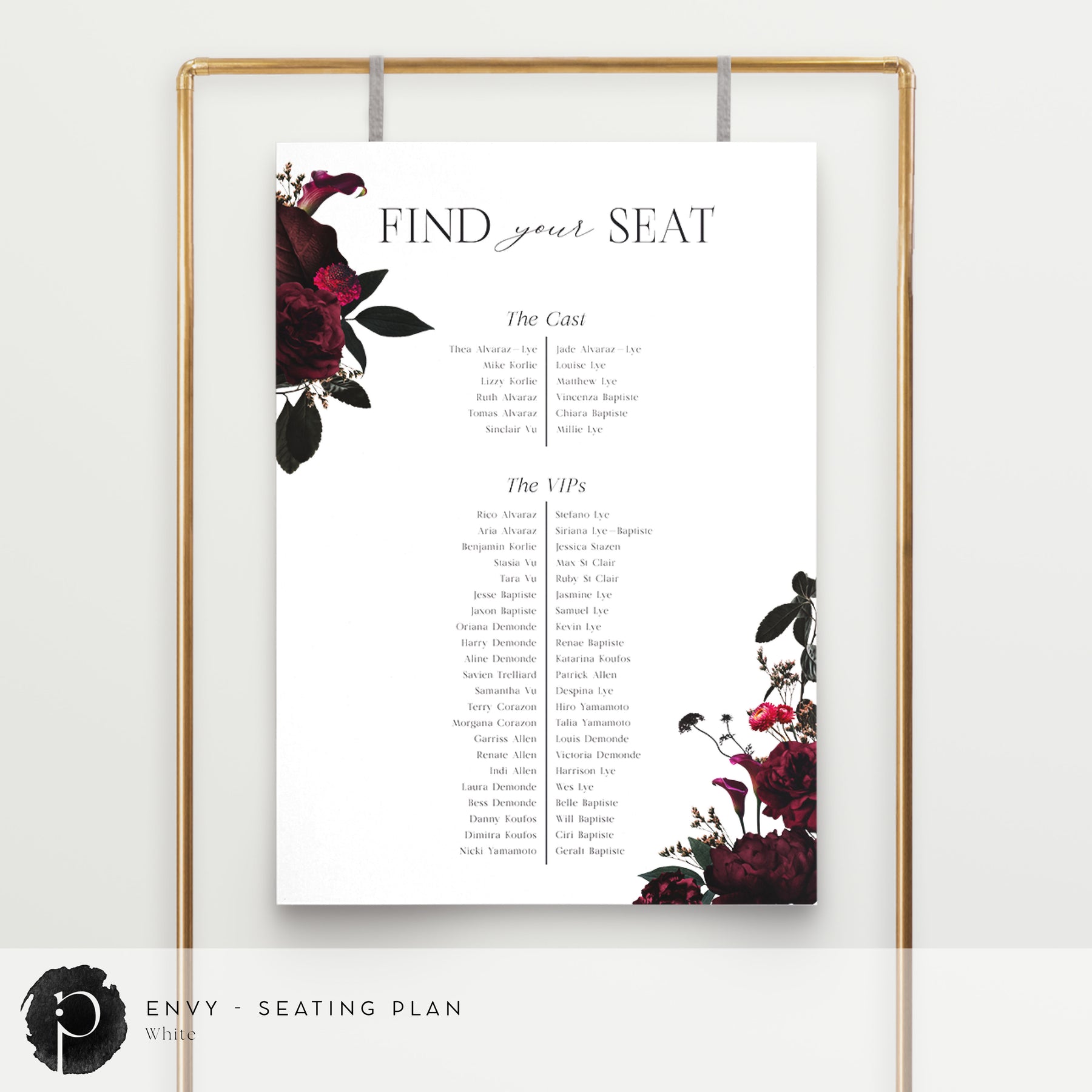 Envy Chart Envy - Seating Plan Chart – Paper & Ink Studio