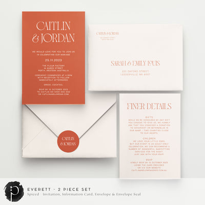 Everett - Wedding Invitation & Information/Details Card Set