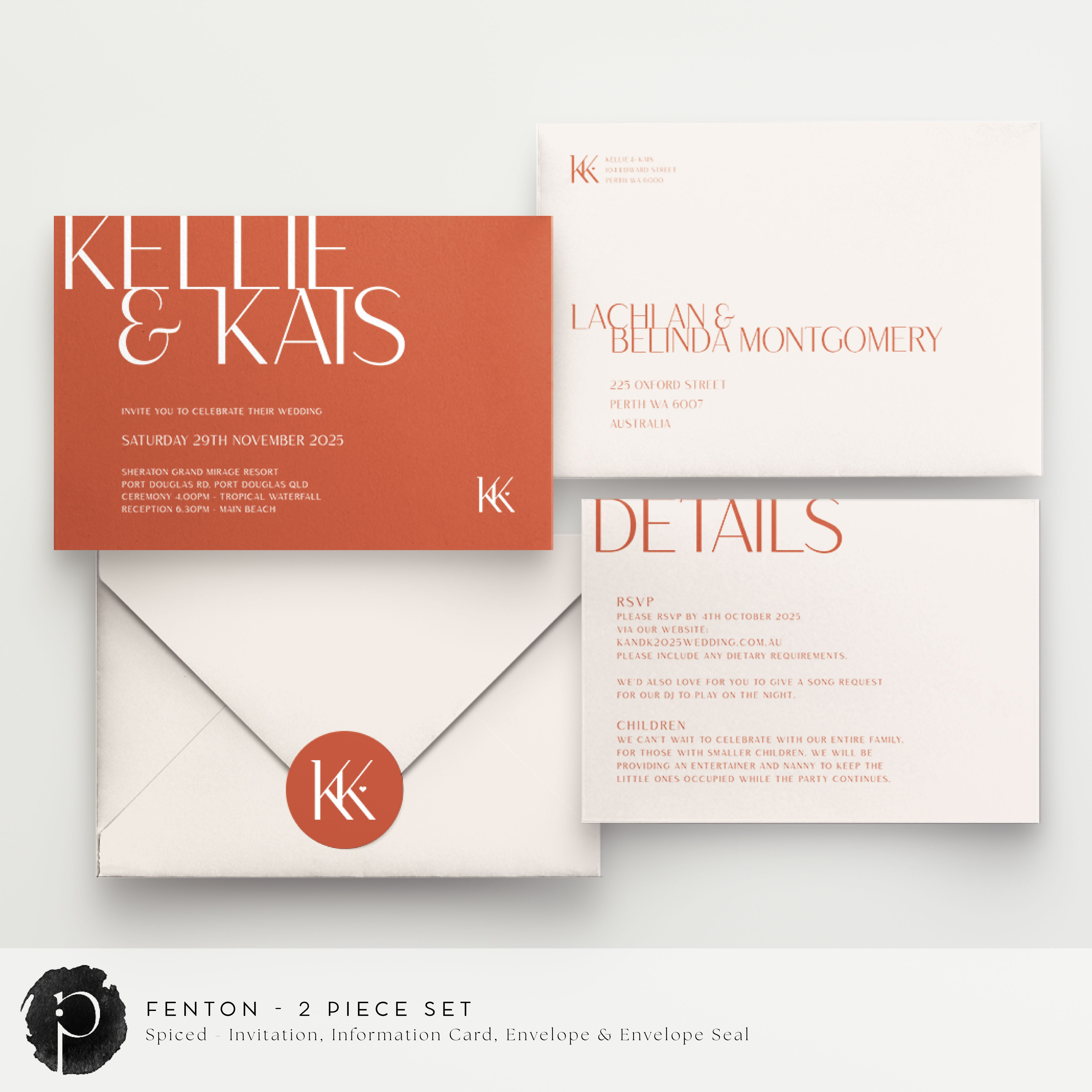 Fenton - Wedding Invitation & Information/Details Card Set – Paper ...