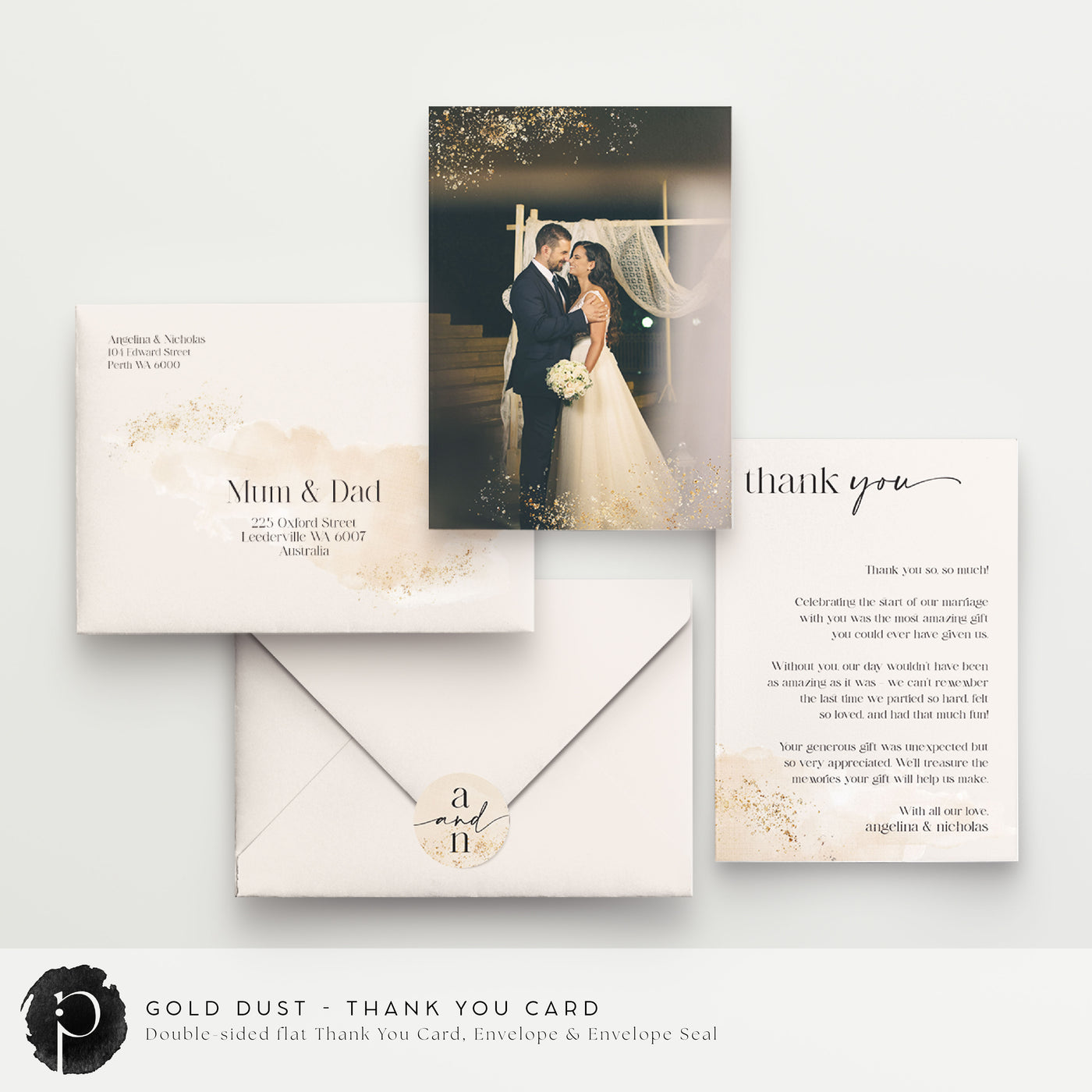 Gold Dust - Wedding Thank You Cards