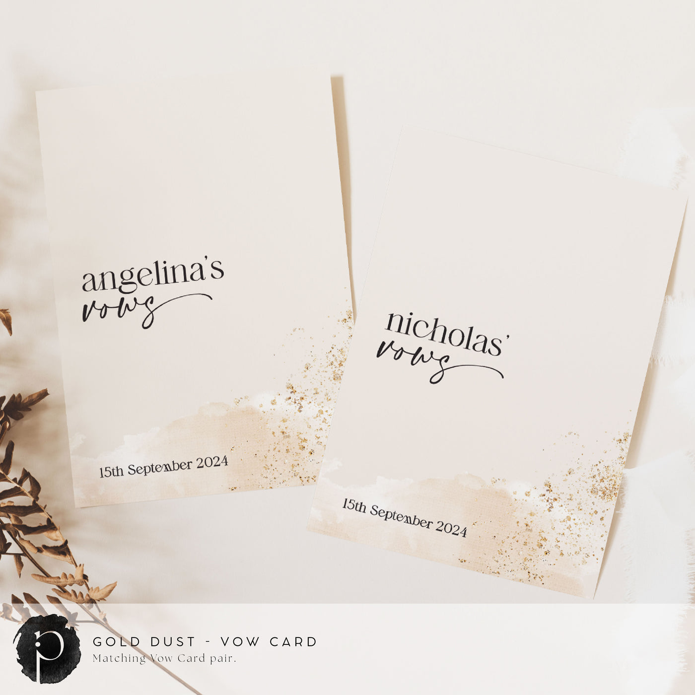 Gold Dust - Wedding Vow Card Set