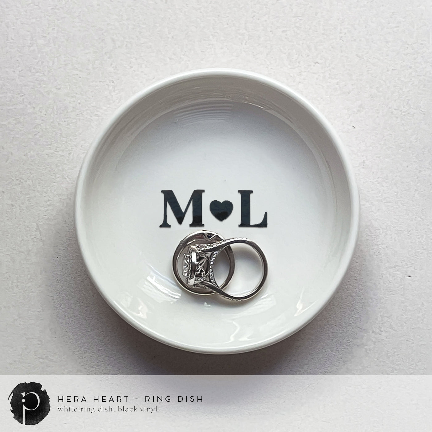 Personalised White Ring Dish - Hera Heart