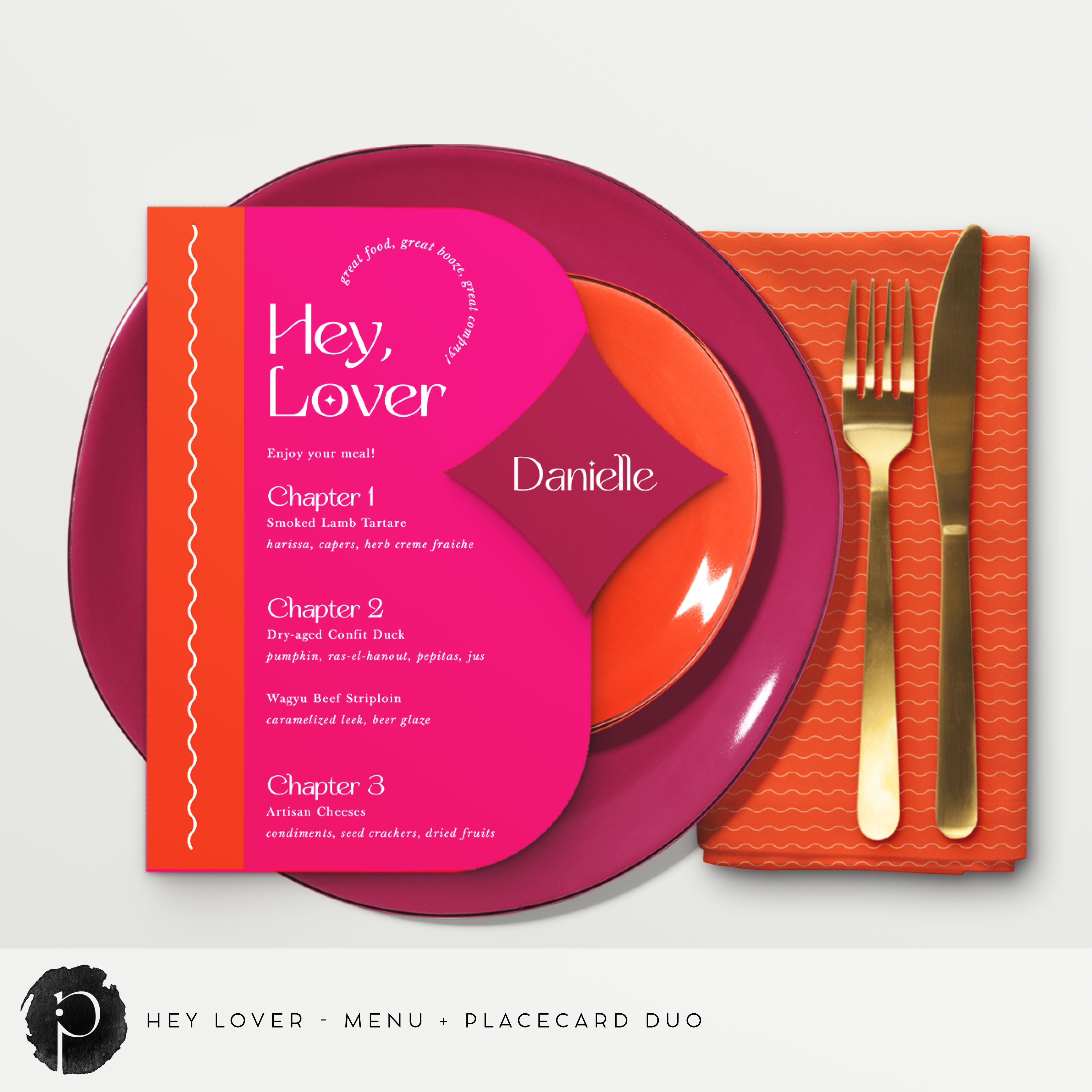 Hey Lover - Menu + Name Tag Duo – Paper & Ink Studio