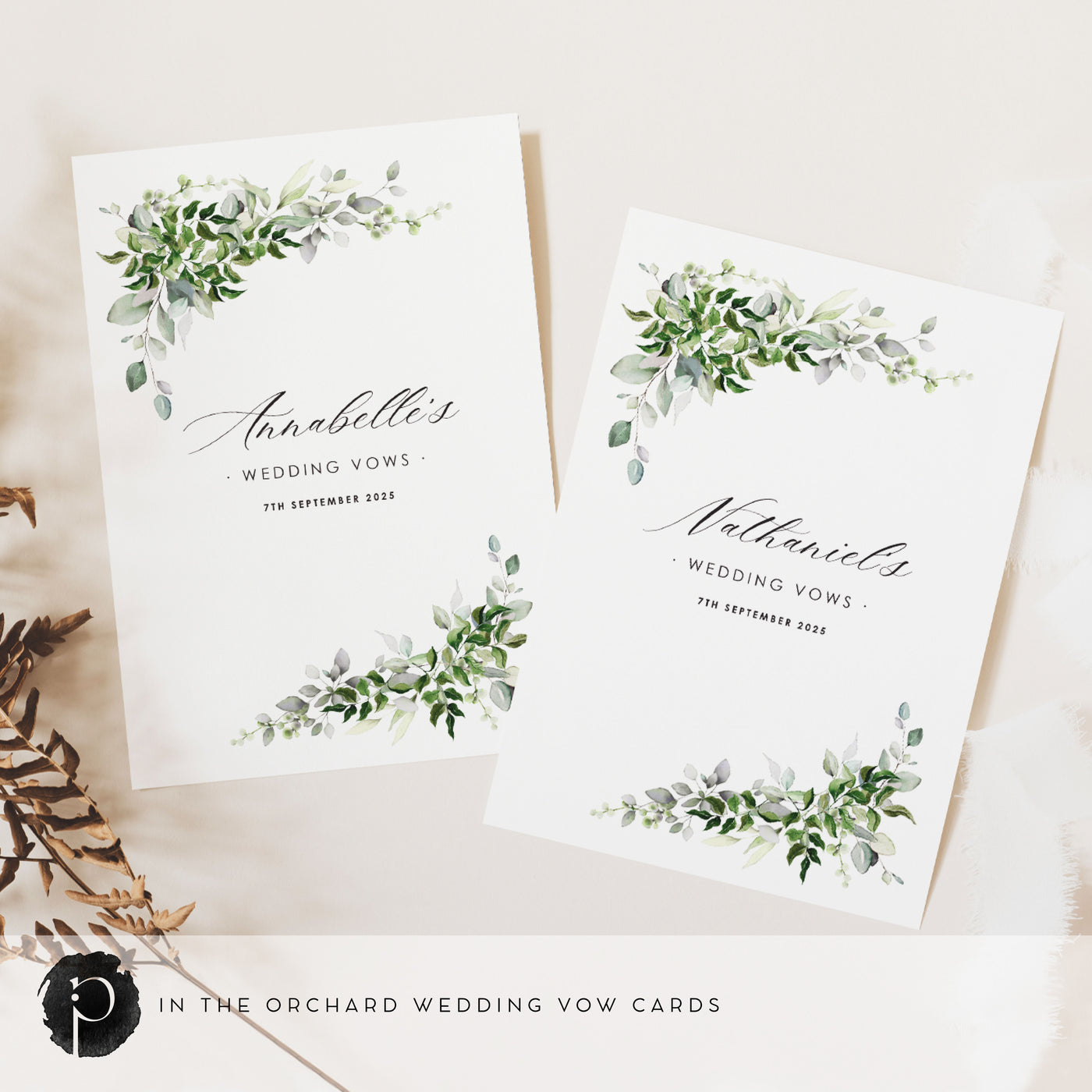 In The Orchard - Wedding Vow Card Set