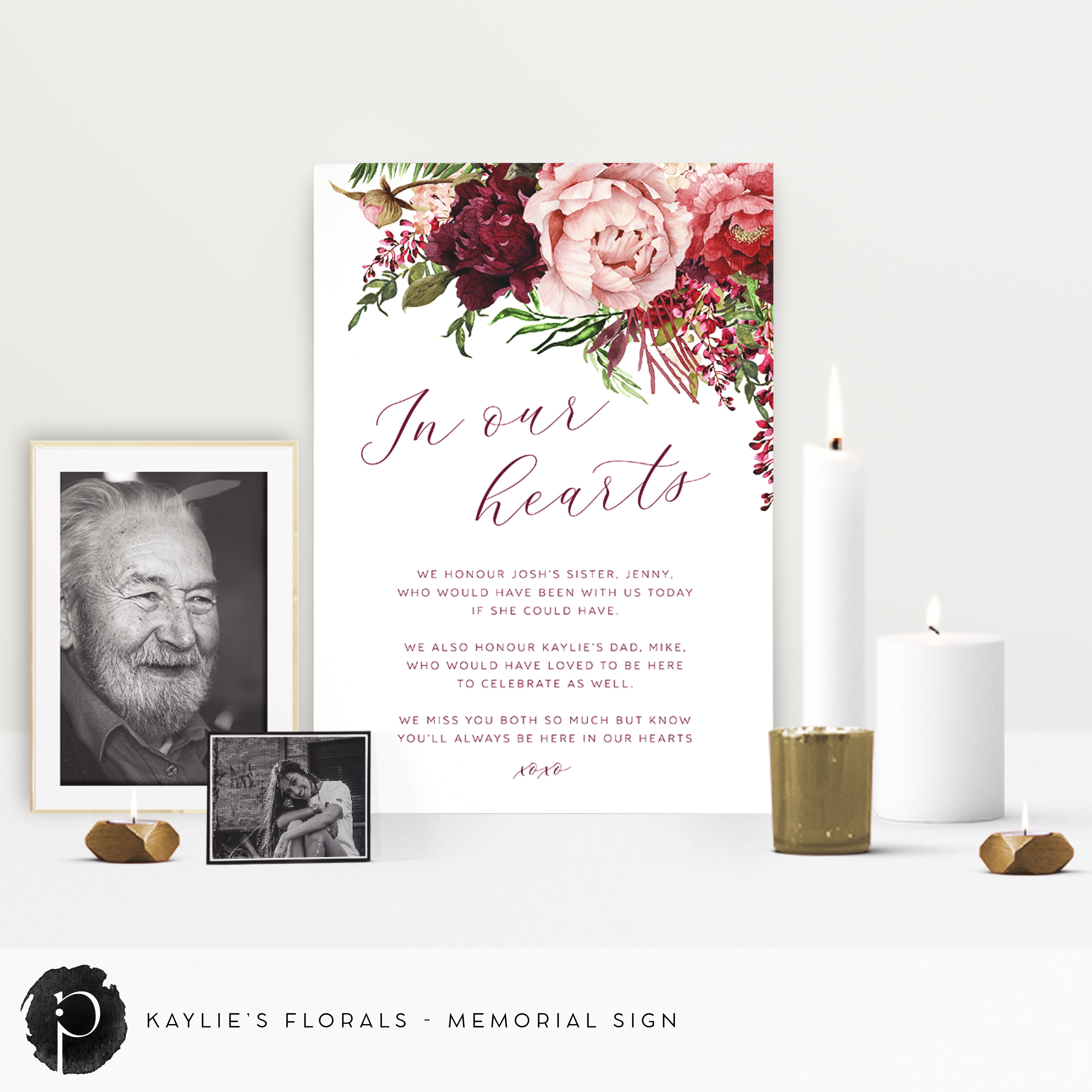 Kaylie's Florals - In Loving Memory Memorial Sign – Paper & Ink Studio
