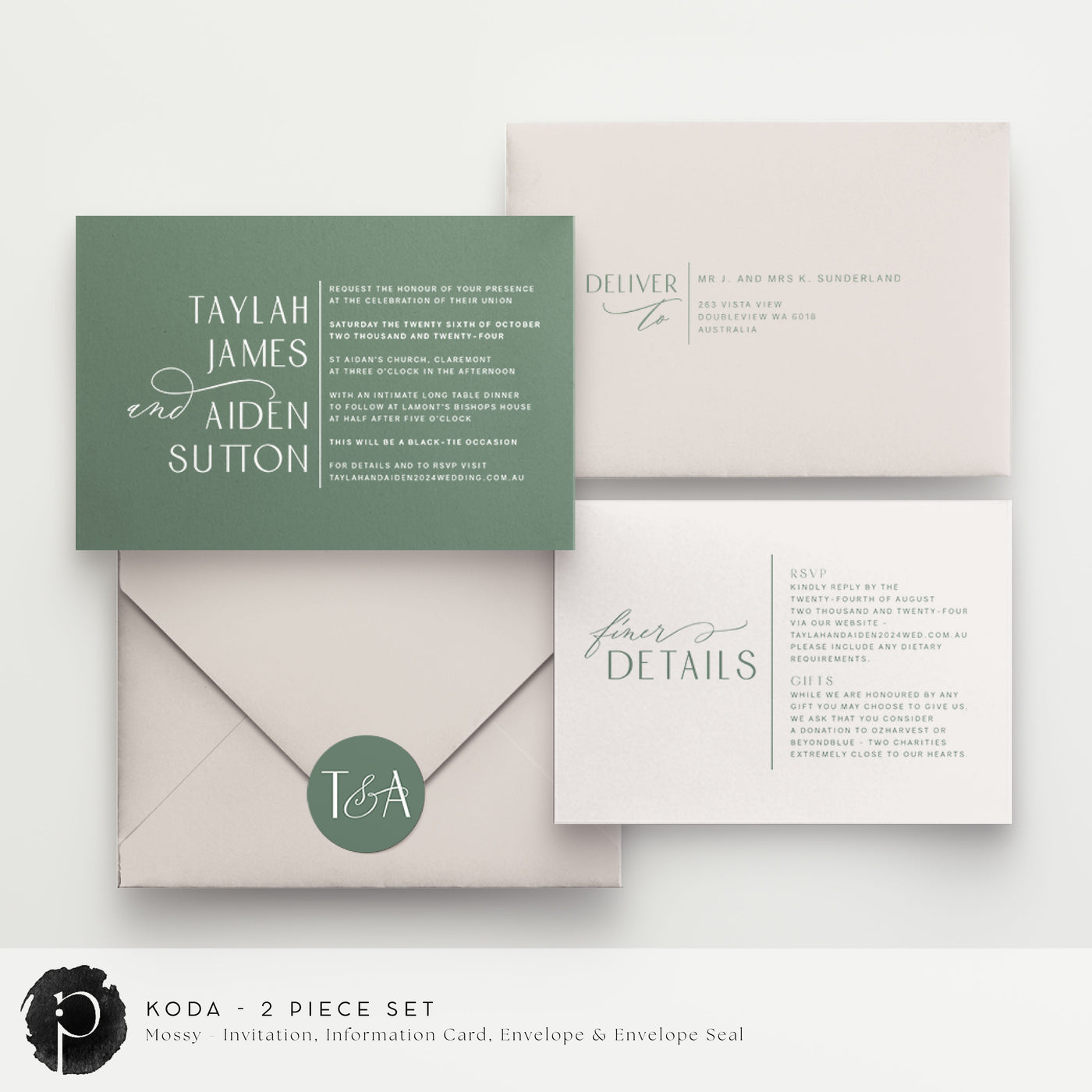 Koda - Wedding Invitation & Information/Details Card Set