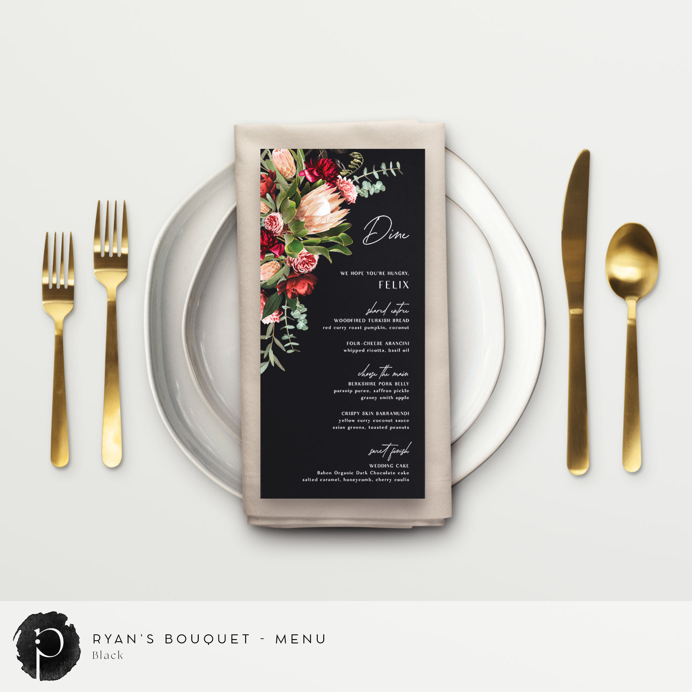 Ryan's Bouquet - Menu Cards