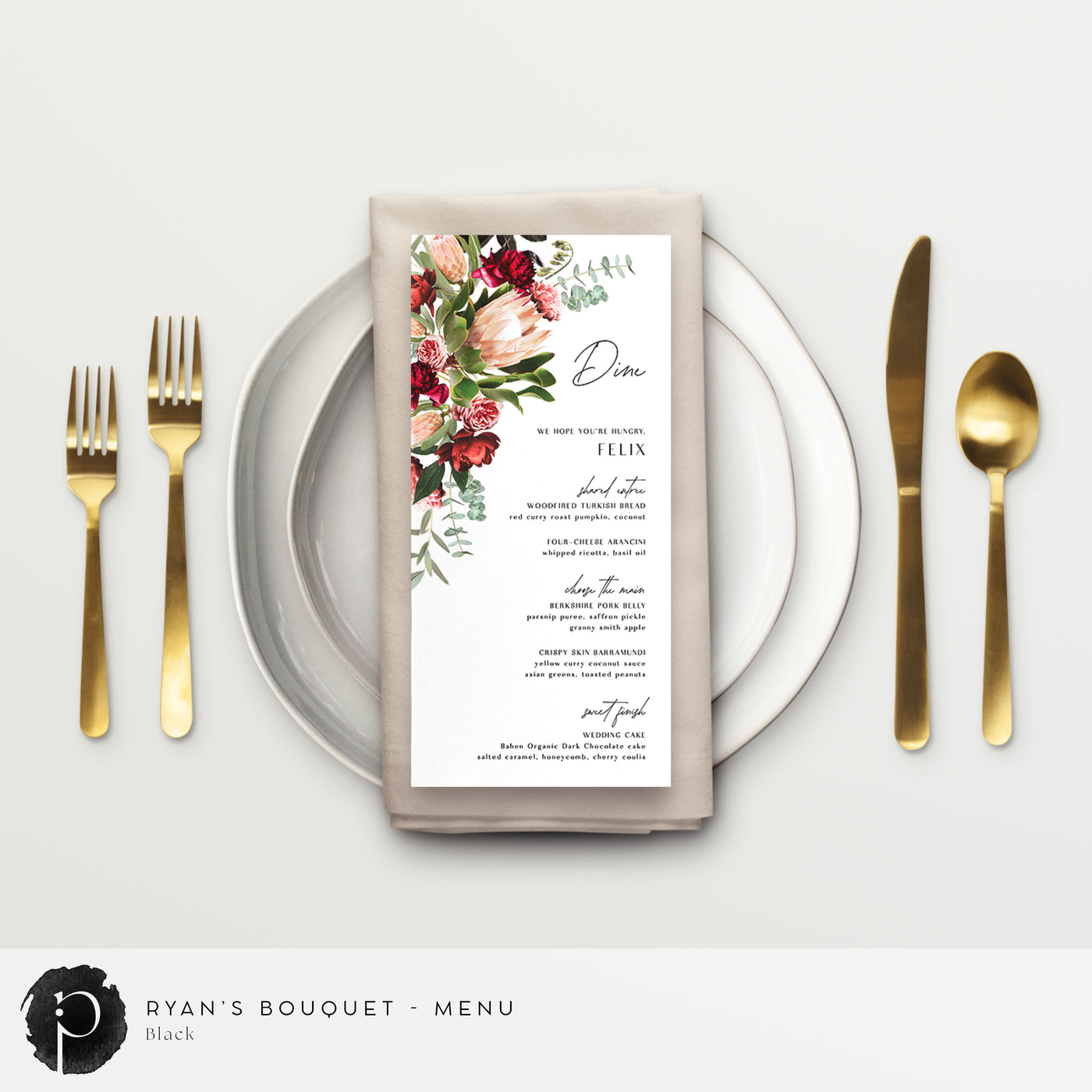 Ryan's Bouquet - Menu Cards