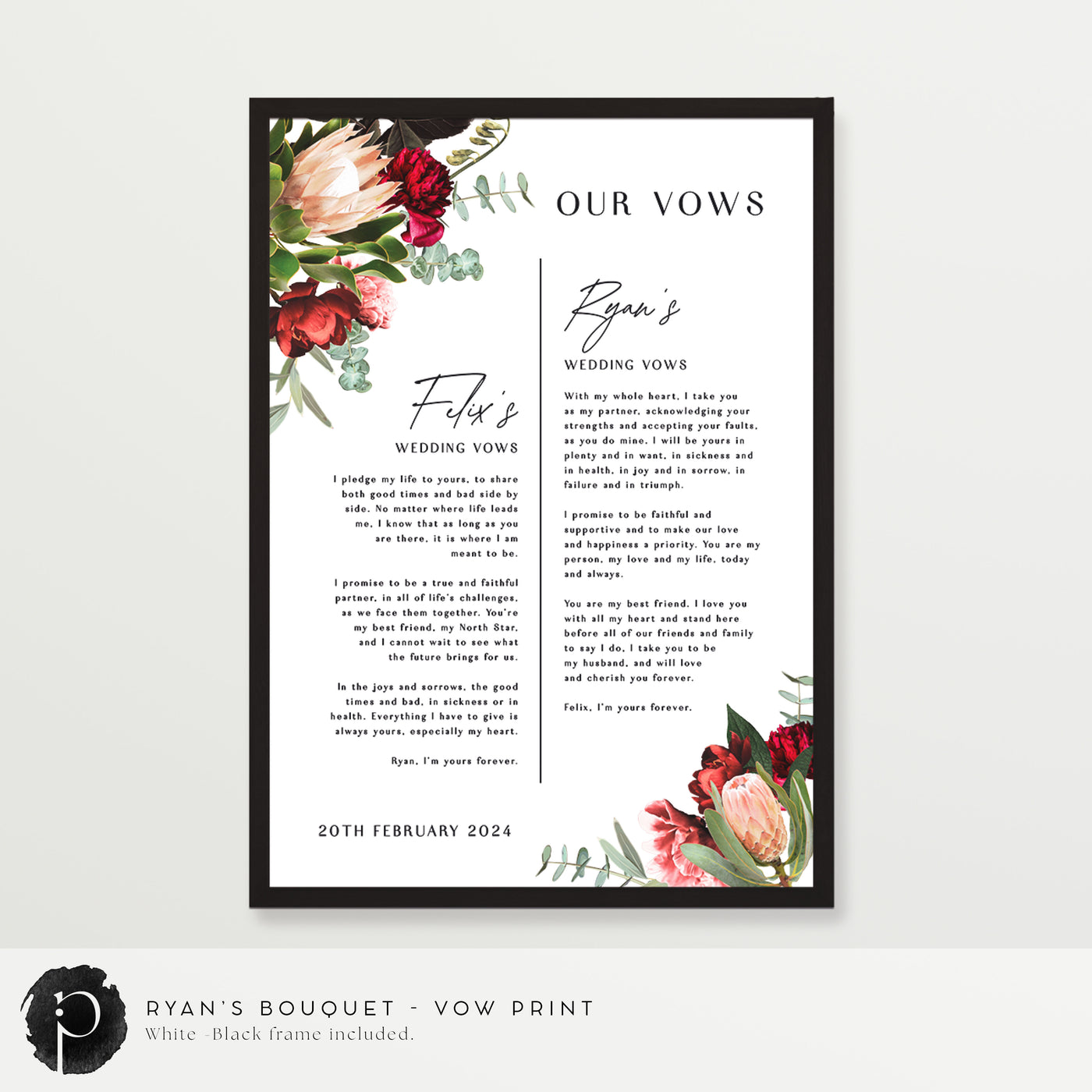 Ryan's Bouquet - Wedding Vow Keepsake