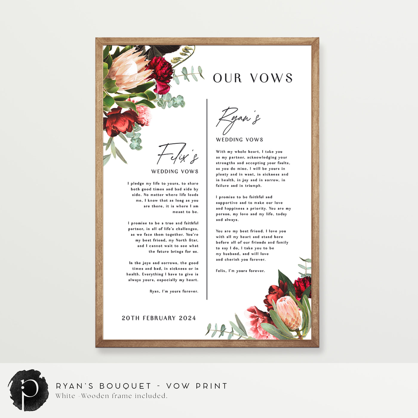 Ryan's Bouquet - Wedding Vow Keepsake