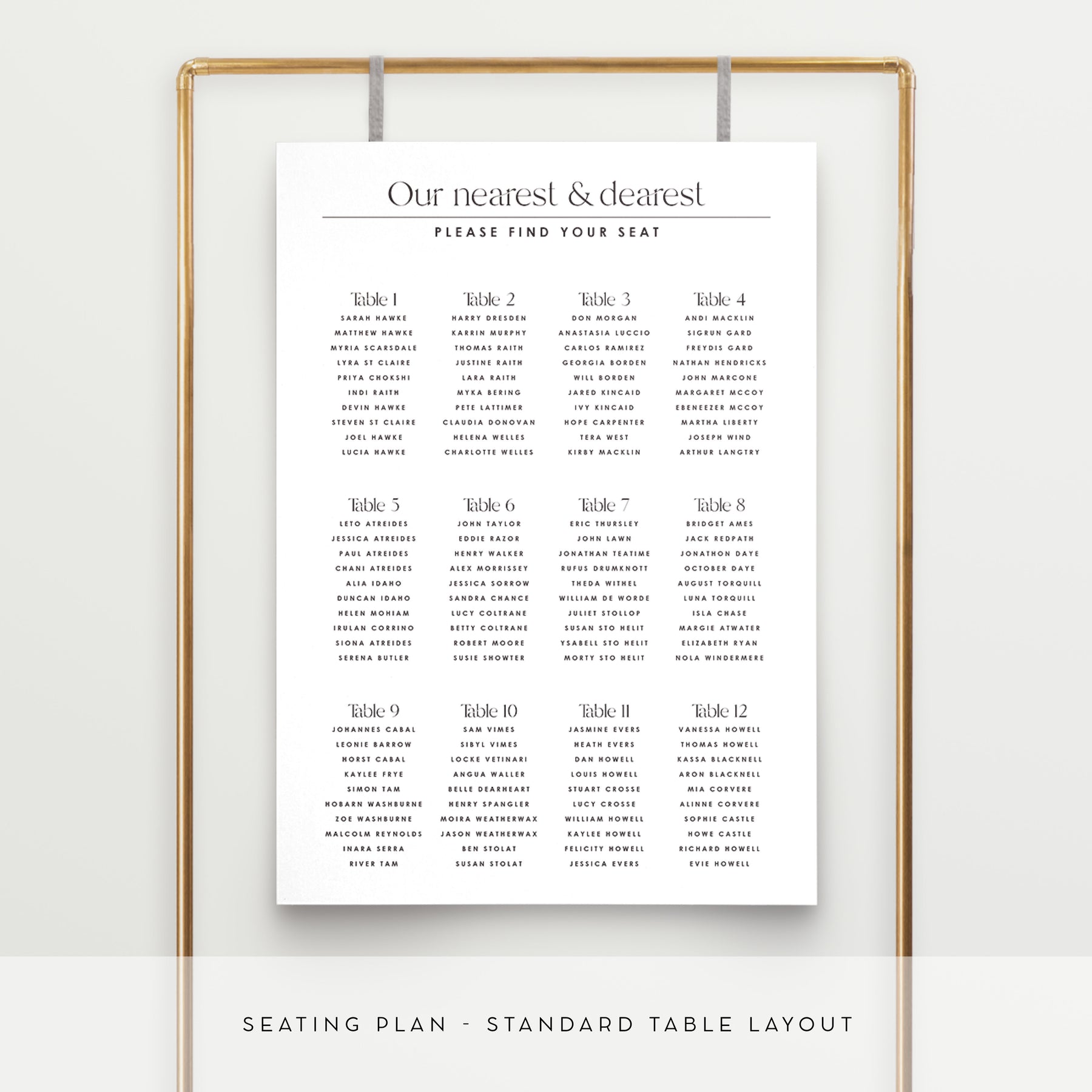 Autograph Layout Autograph - Seating Plan Chart – Paper & Ink Studio