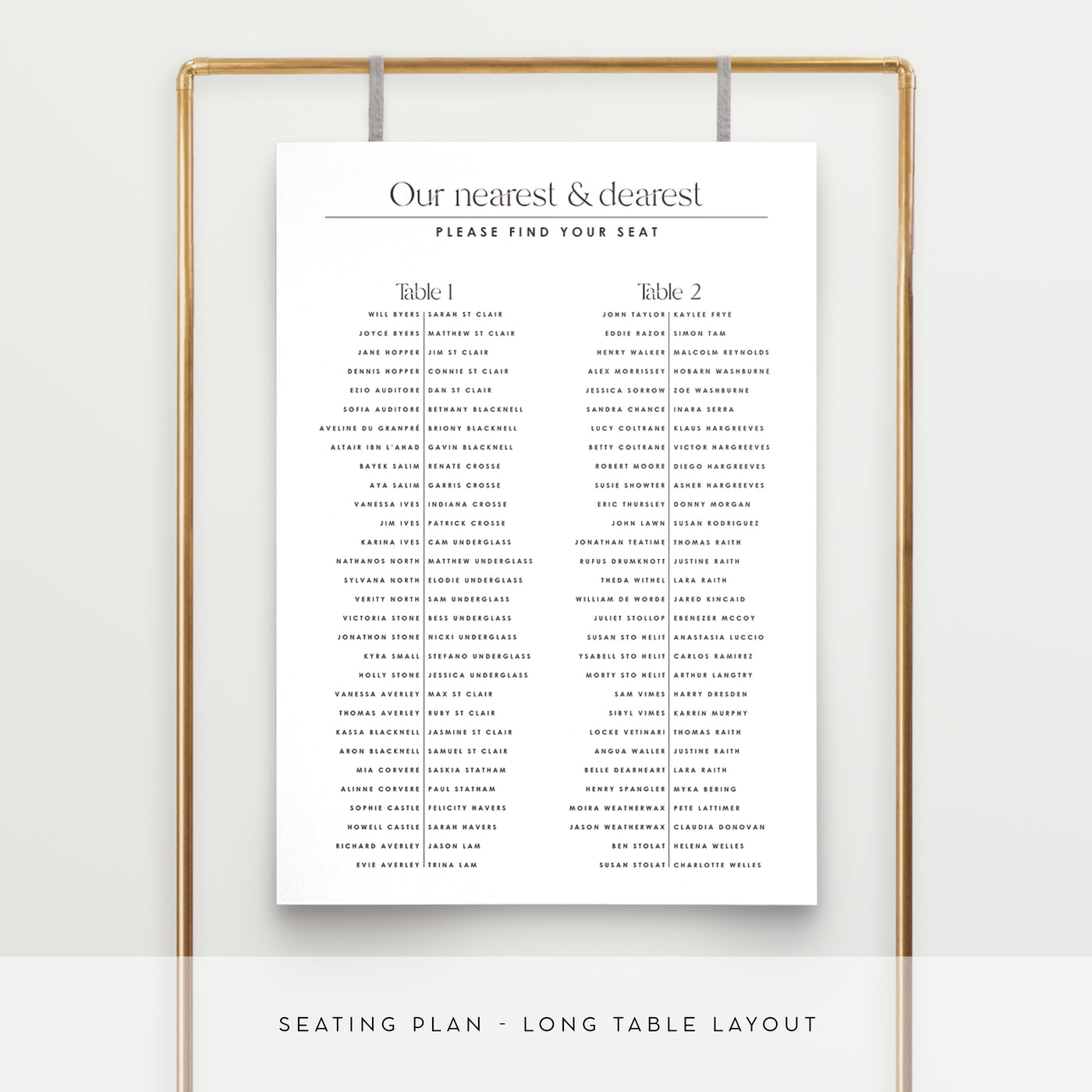 Belle Seating Plan Chart Paper & Ink Studio