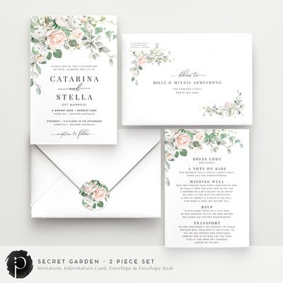 Secret Garden - Wedding Invitation & Information/Details Card Set