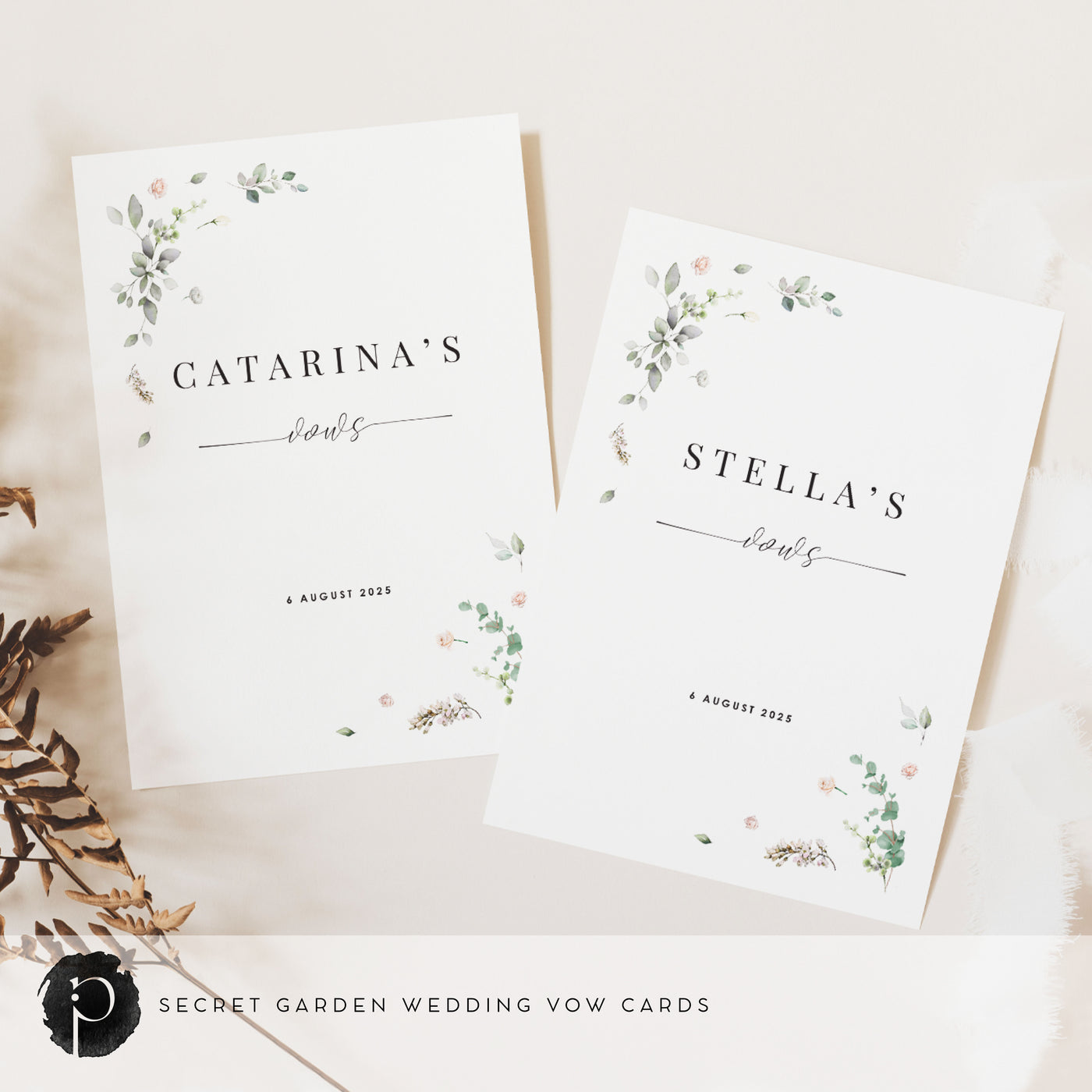 Secret Garden - Wedding Vow Card Set