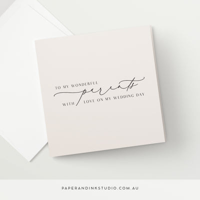 To My Parents On My Wedding Day Card - Silk