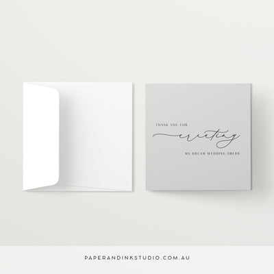 Wedding Dress Designer Thank You Card - Silk