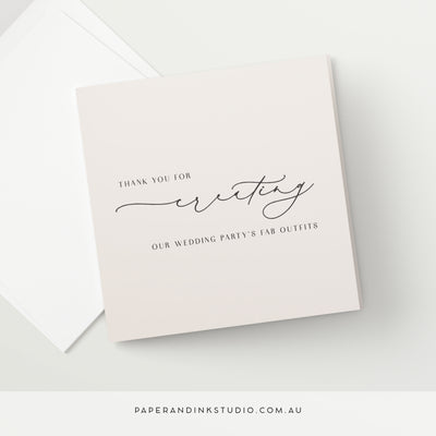 Wedding Party Outfit Designer Thank You Card - Silk