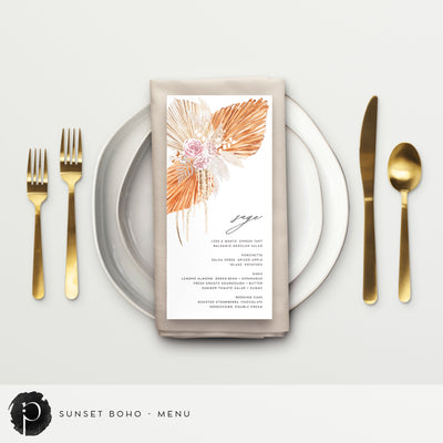 Sunset Boho - Menu Cards